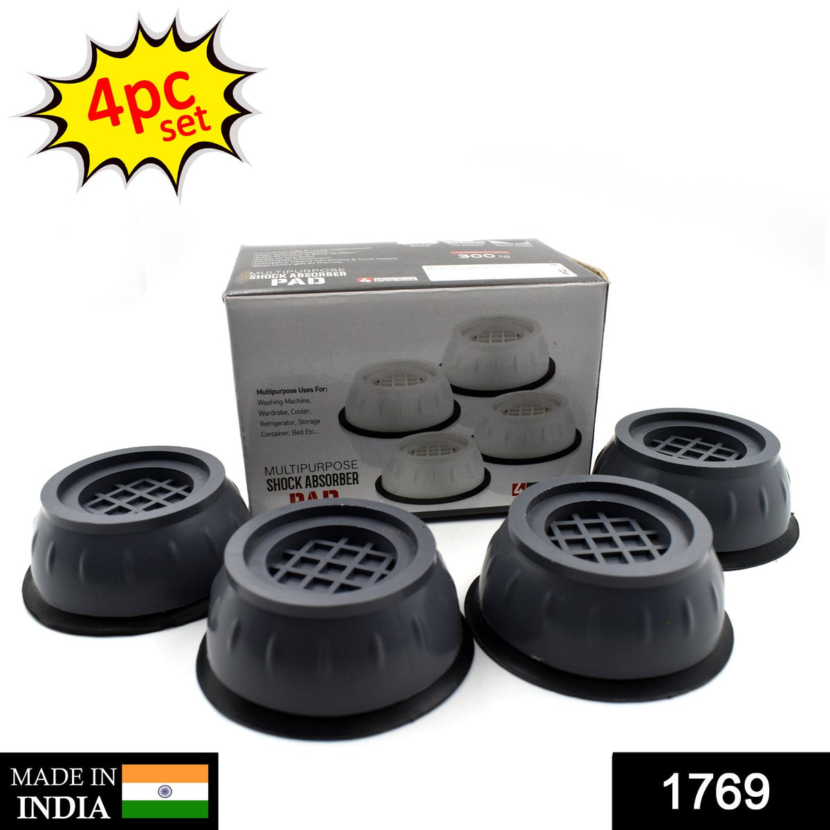 Anti Vibration Pads With Suction Cup Feet - Shock Absorbing Feet For Washing Machine & Appliances
