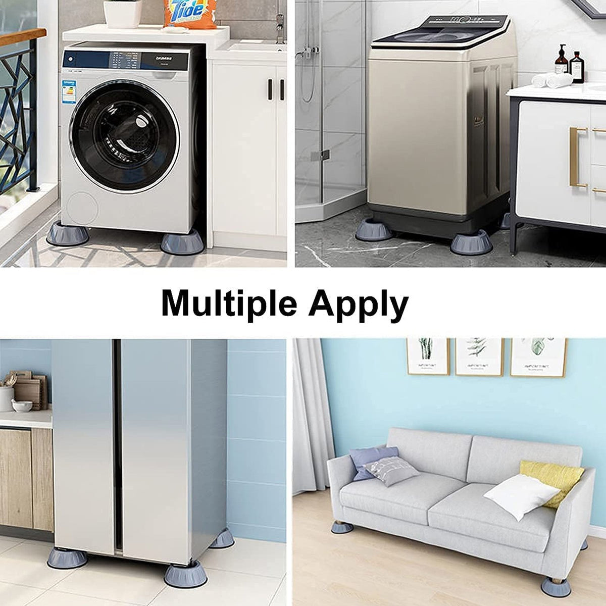 Anti Vibration Pads With Suction Cup Feet - Shock Absorbing Feet For Washing Machine & Appliances